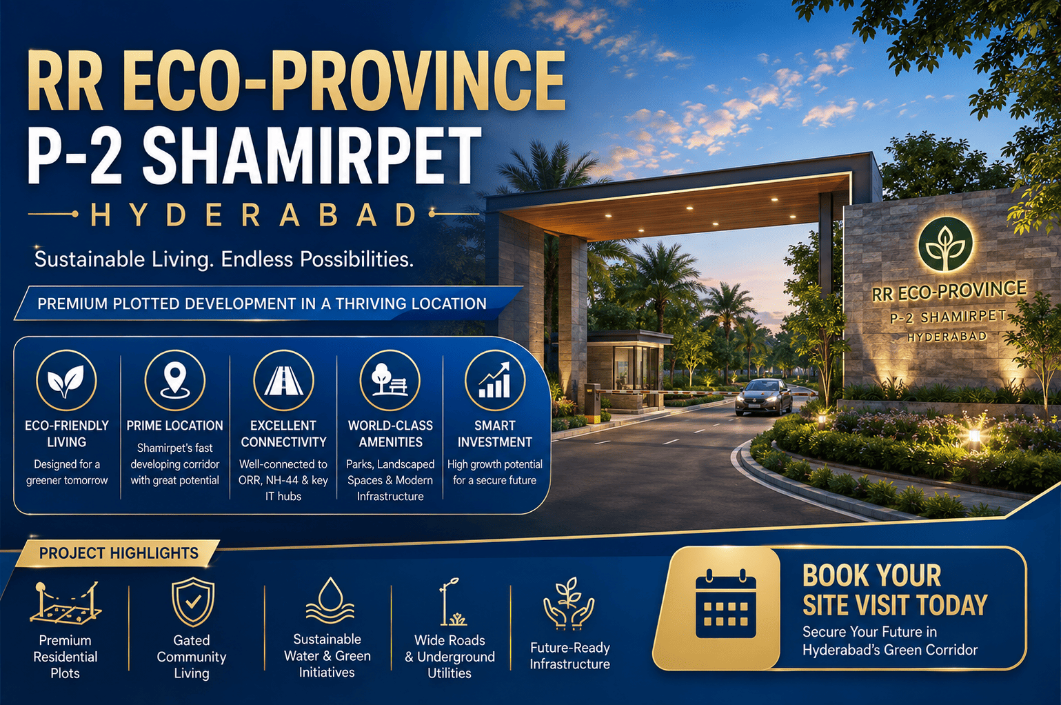 RR Eco-Province P-2 Shamirpet Hyderabad - Upcoming Villa Plots