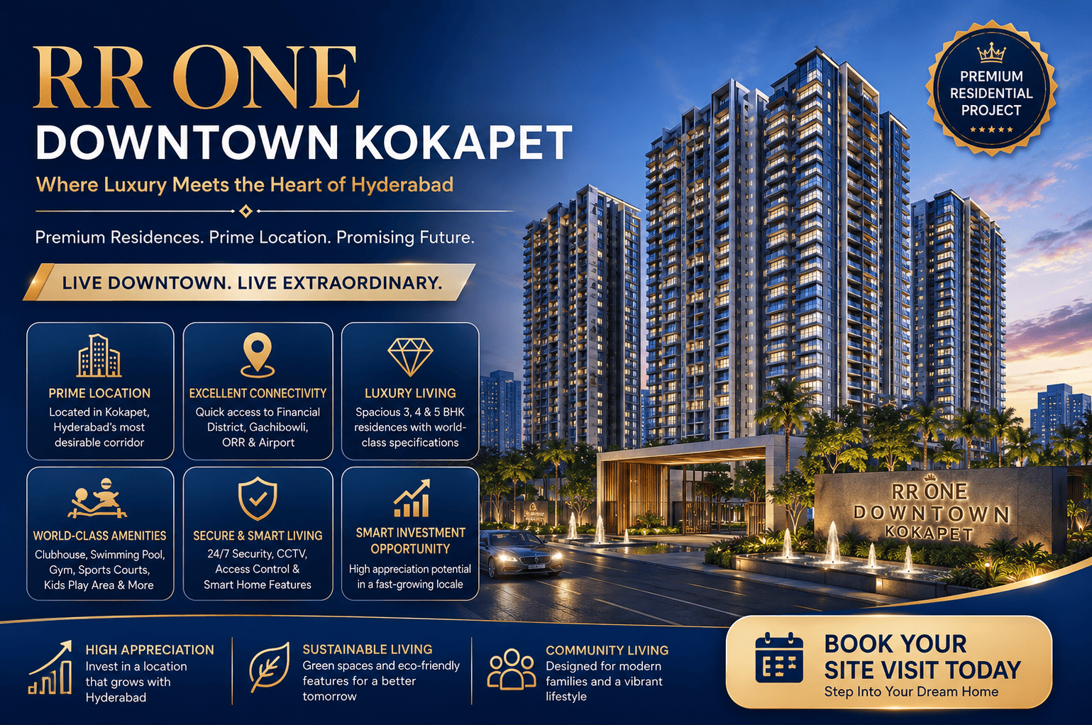 RR One Downtown Kokapet - Premium Commercial Spaces Hyderabad