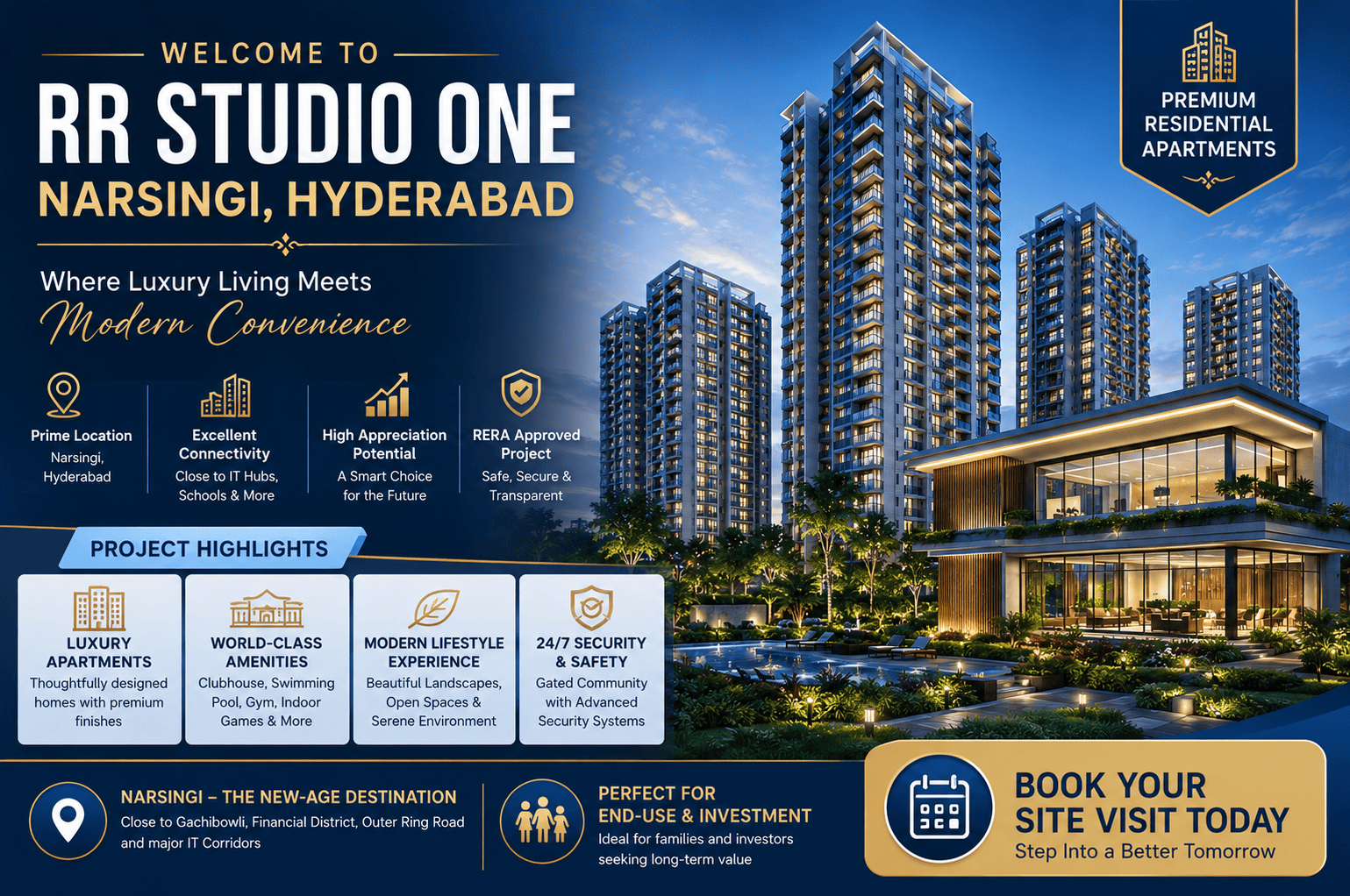 RR Studio One Narsingi Hyderabad - Premium Studio Apartments
